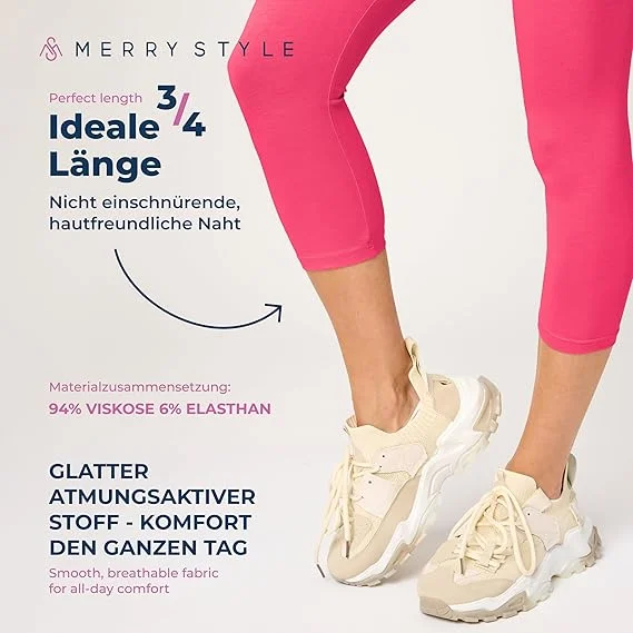 Merry Style Damen 3/4 Leggings aus Baumwolle MS10-199 – Bild 5